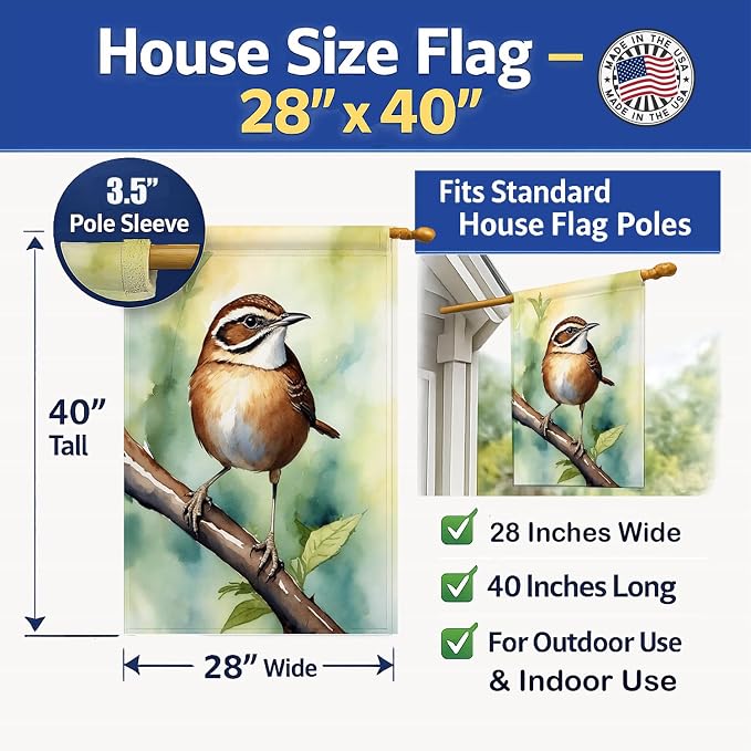 Caroline's Treasures South Carolina Wren House Flag Large Porch Sleeve Pole Decorative Outside Yard Banner Artwork Wall Hanging, Polyester, House Size, Multicolor