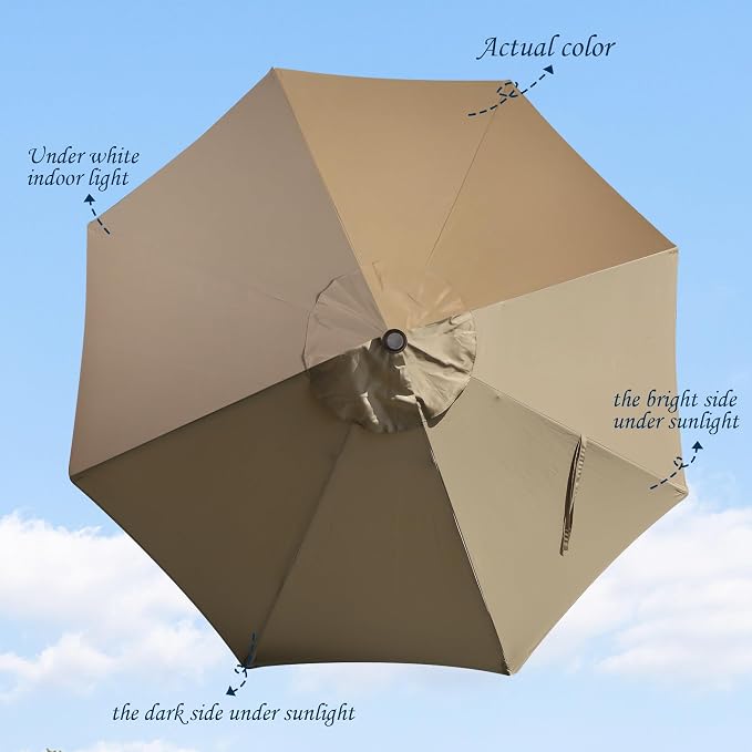 Blissun 9ft Patio Umbrella Replacement Canopy, Market Umbrella Top, Outdoor Table Umbrella Canopy for 8 Ribs, Canopy Only