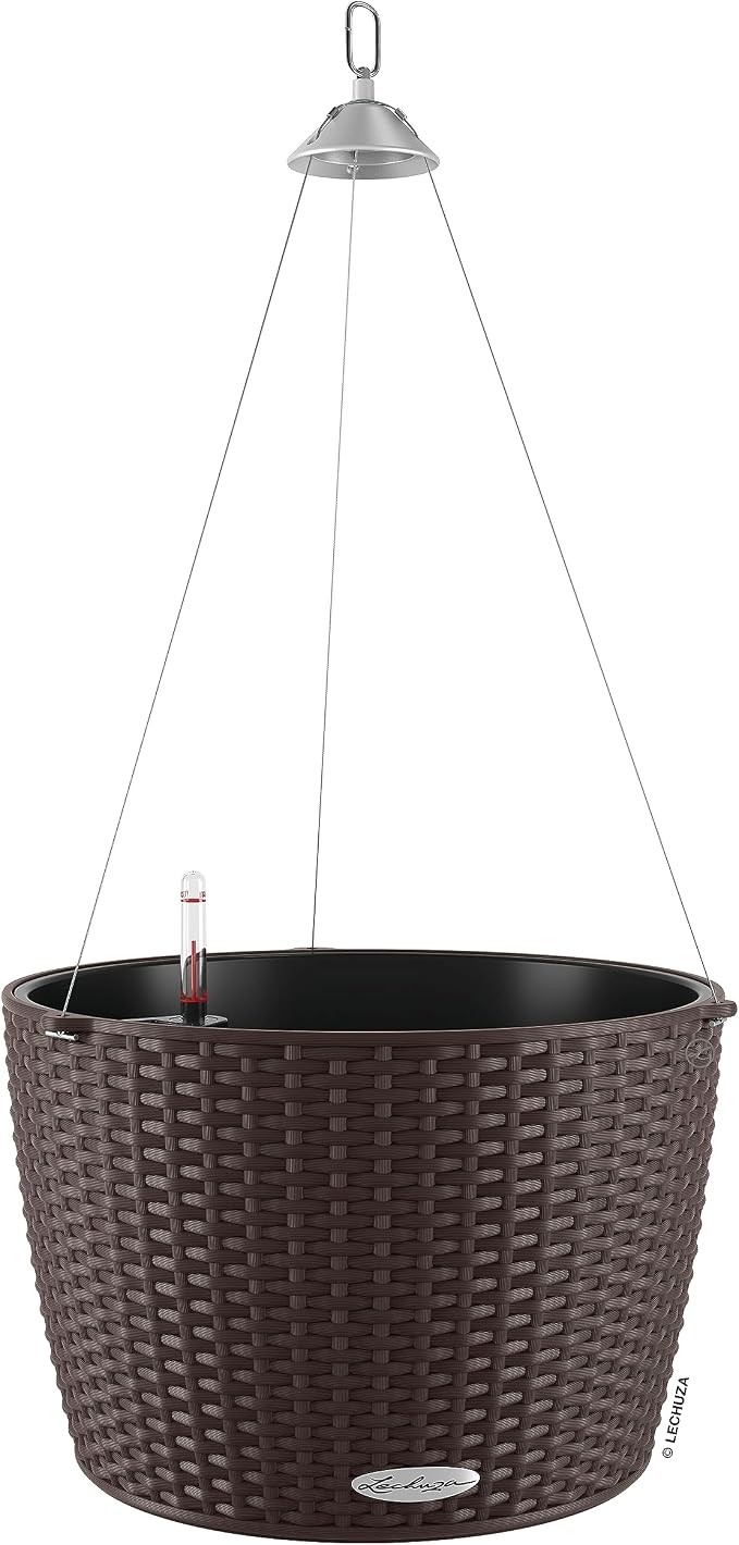 Lechuza Nido Cottage 35 Mocha, Self-Watering Hanging Planter, D13.8 H9.1 in