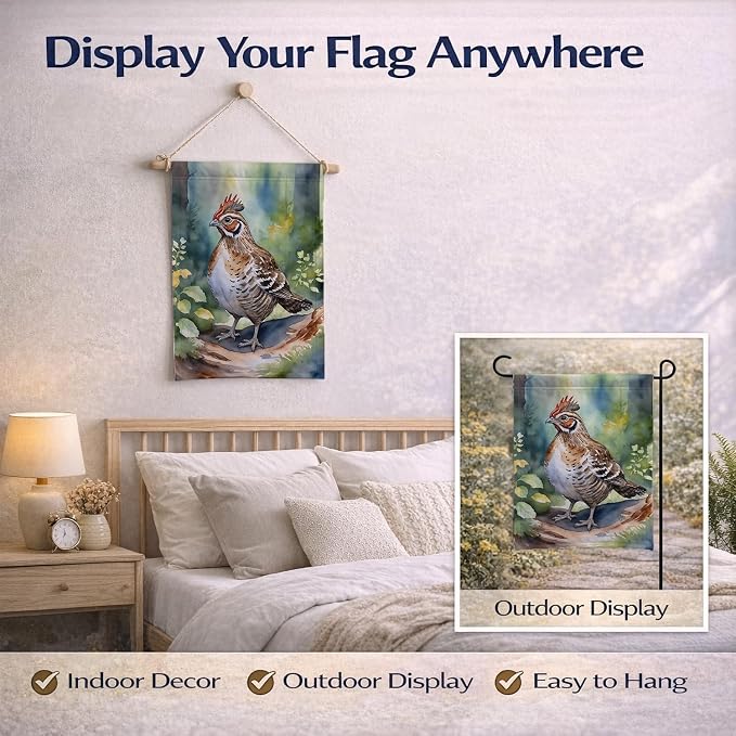 Caroline's Treasures Pennsylvania Ruffed Grouse Garden Flag Mailbox Flag Decorative Yard Flag Banner Outside Patio Artwork Yard Flower Beds, Garden Size, Multicolor