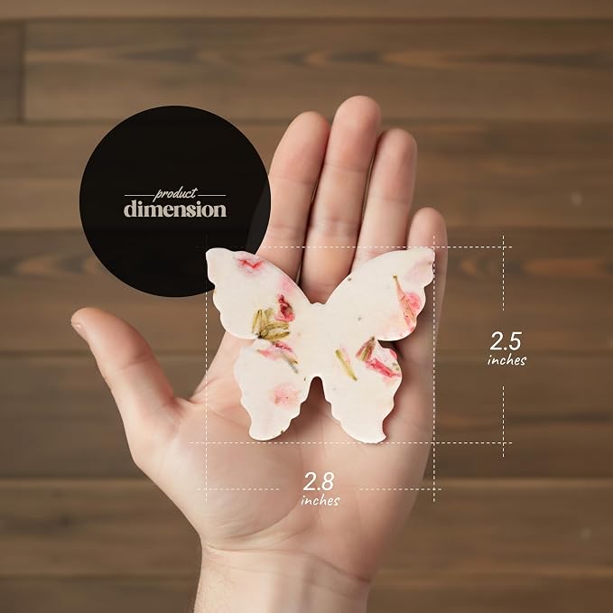 Pink Butterfly Gift Tags with Wildflower Seeds - 48pcs Writable Gift Wrap Tags for Baby Showers, Mother's Day Present, Party Favors, DIY Crafts, & Earth Day Decorations