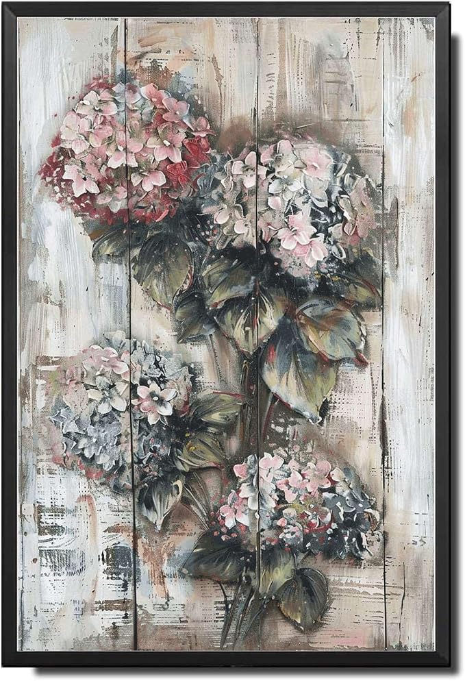 Metal Sign Tin Sign Vintage Antique Opulence Hydrangea Tin Sign for Shabby Chic Interiors Rustic Elegance and Corrosion Resis Bathroom Signs Decor for Home Decor 12×16 Inches with Metal Frame