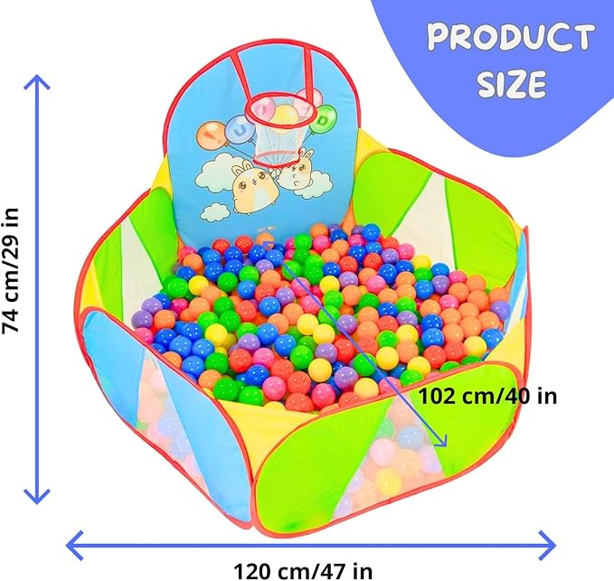 Ball Pit for Toddlers | Kids Ball Pit | Ball Pool for Babies | Piscina de Pelotas para Bebes | Playpen with Basketball Hoop and Zipper Storage Bag, 4 Ft/120CM G : Balls NOT Included pop up B