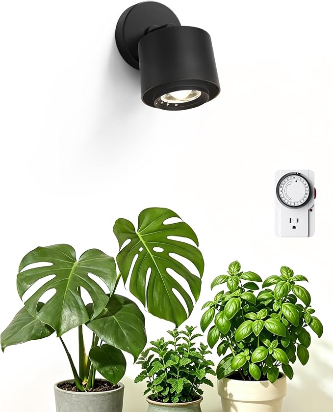Barrina TR40a Track Grow Lights for Indoor Plants, 15°-60° Adjustable Beam Angle, 40W 4000K Full Spectrum LED Plant Light, High PPFD Spotlight Grow Lamps with Timer for House Plants, 1-Pack, Black
