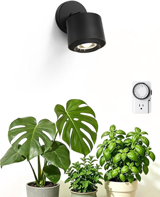 Barrina TR40a Track Grow Lights for Indoor Plants, 15°-60° Adjustable Beam Angle, 40W 4000K Full Spectrum LED Plant Light, High PPFD Spotlight Grow Lamps with Timer for House Plants, 1-Pack, Black