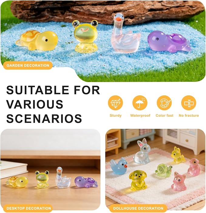 250 pcs Mini Resin Animals Many Styles Variety Tiny Animals Figures Miniature Little Small Animal Figurines Bulk for Micro Fairy Garden Landscape Accessories Hide Crafts Decor Aquarium