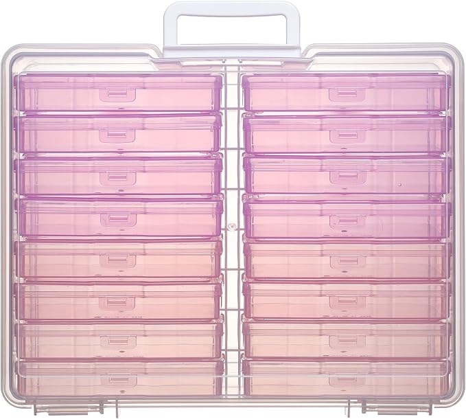 4""x6"" Photo Storage Box with Handle photo and craft keeper storage box 16 Inner photo case Large Gradient, Pink Series