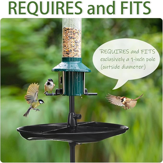 Geelin 21'' Plastic Bird Seed Catcher Tray for 1'' Outdoor Pole Feeders, Removable Bird Seed Catcher Tray for Hummingbird Bee Feeders Outdoors, Backyard, Garden, Not Included Pole