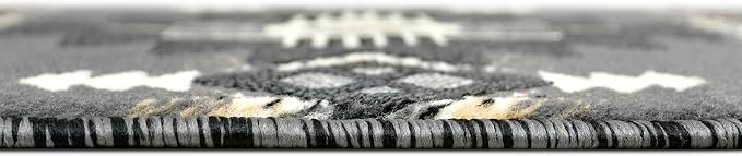 YHSF South West Native American Area Rug C318 - Easy Clean, Thick, Soft, Durable Native Tribal American Indian Inspired Rug for Bedroom/Living Room and More - Grey, 16 Inches x 28 Inches