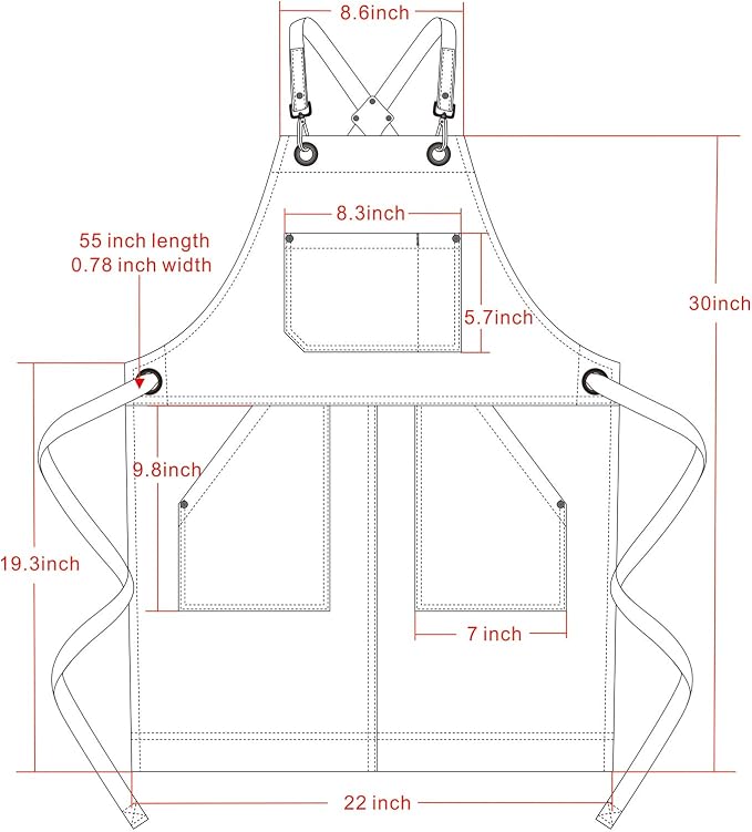 Jeanerlor - 16oz Water-Resistant Work Aprons for Women and Men Canvas Tool Apron with Pockets Adjustable S to XXXL