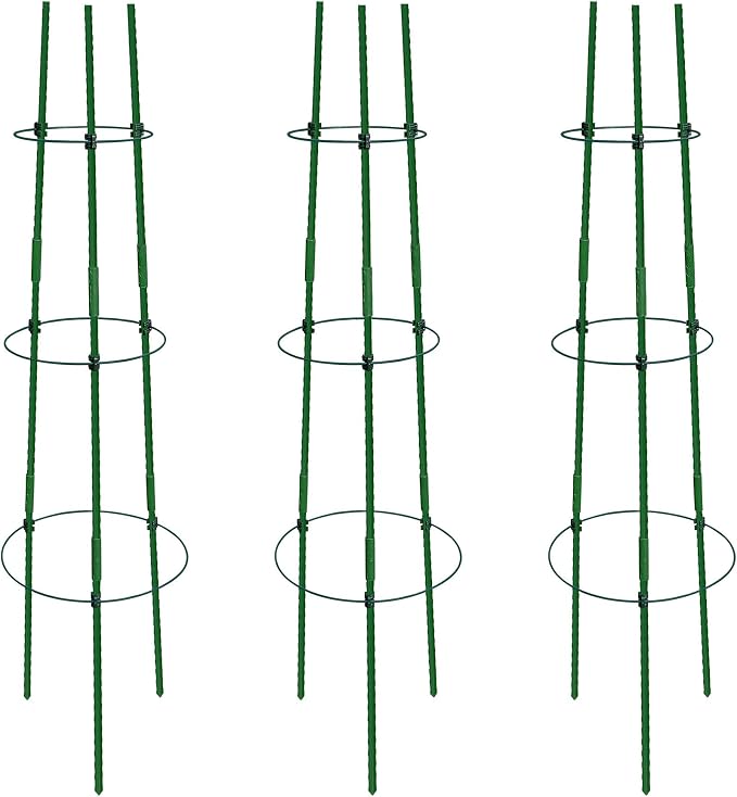 Gardzen 3-Pack Tomato Cage, Plants Support, Trellis Climbing Ring Cage, Stand for Pepper Eggplant Tomato Flowers