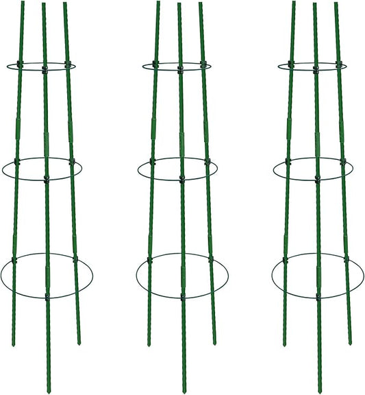 Gardzen 3-Pack Tomato Cage, Plants Support, Trellis Climbing Ring Cage, Stand for Pepper Eggplant Tomato Flowers