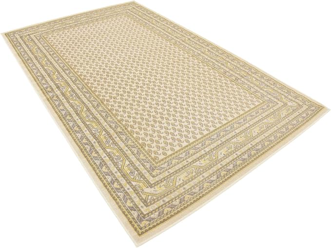 Unique Loom Williamsburg Collection Traditional Border with Dotted Center Area Rug, Rectangular 5' 0" x 8' 0", Beige/Yellow