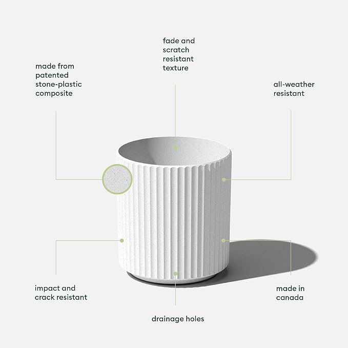 Veradek Demi Series Round Planter for Porch, Patio, Backyard | Durable Plastic-Stone Composite Material | Modern Décor for Tall Plants, Flowers