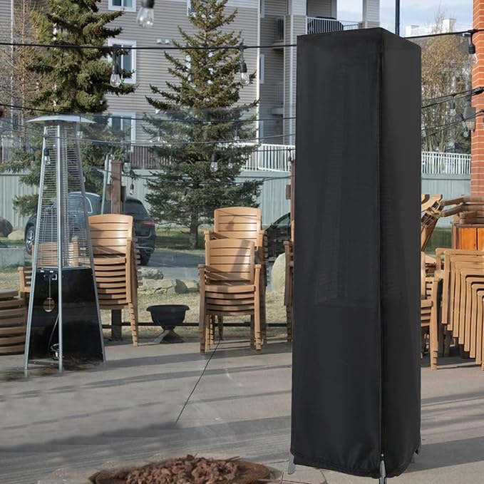 Patio Heater Cover- 87" H x 21" W x 24" D | Waterproof Outdoor Propane Heater Covers for Pyramid Heater with Zipper, Black