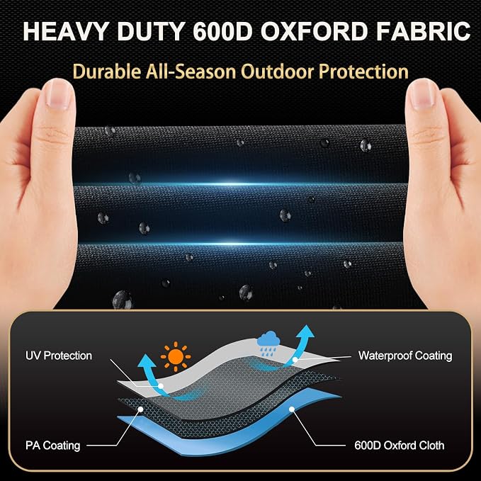 Push Lawn Mower Cover, 600D Heavy Duty Waterproof for Outdoor | Universal Fit 74"L x 25"W x 39"H, Double Stitched, UV & Weather Resistant, Adjustable Double Drawstring, Storage Bag Included