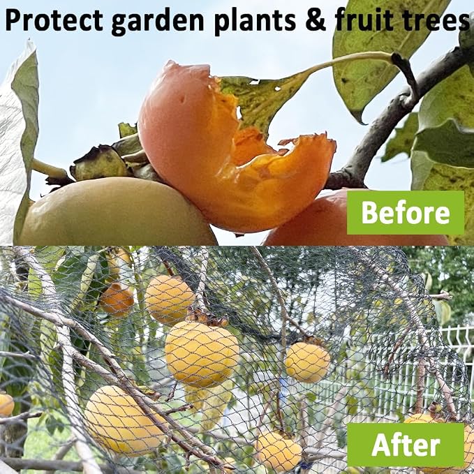 50x50ft Bird Netting, 1 inch Mesh, Heavy Duty Garden Netting for Fruit Trees, Blueberry Bushes, Vegetables, Extra Strong Woven Mesh Against Birds, Deer, Squirrels, Poultry and Other Animals