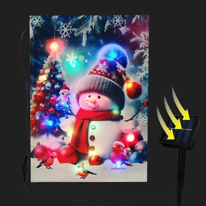 solar garden flag lights outdoors garden flag 12X18 double sided, solar sall yard flag, winter outside decorations