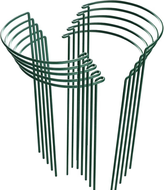 HiGift 10 Pack Peony Cages and Supports, 10" (W) x 16"(H) Plant Support, Heavy Duty Metal Plant Support Stake for Indoor Plants Half Round Garden Stakes Plant Support Ring for Hydrangea,Flower Outdoor