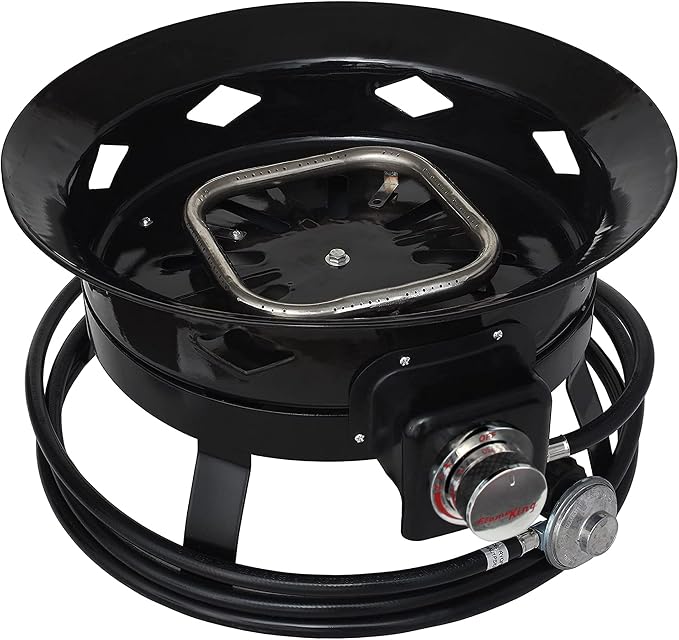 Flame King Smokeless Propane Fire Pit, 19-inch Portable Firebowl, 58K BTU with Self Igniter, Cover, & Carry Straps for RV, Camping, & Outdoor Living