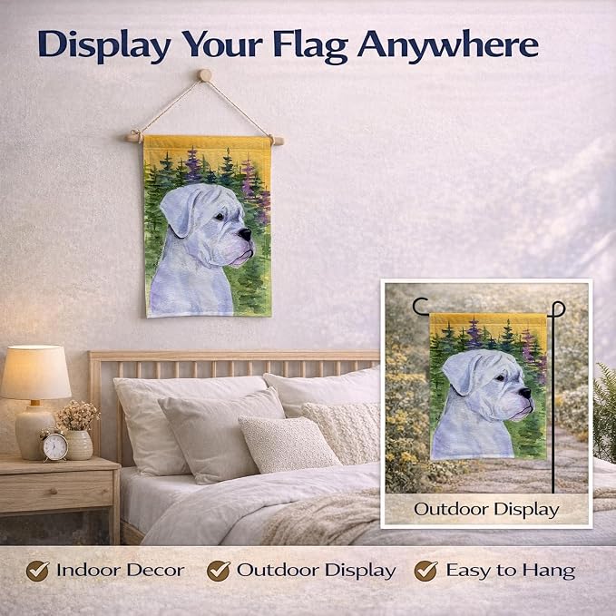 Caroline's Treasures SS8198GF Boxer Garden Flag Mailbox Flag Decorative Yard Flag Banner Outside Patio Artwork Yard Flower Beds, Garden Size, Multicolor