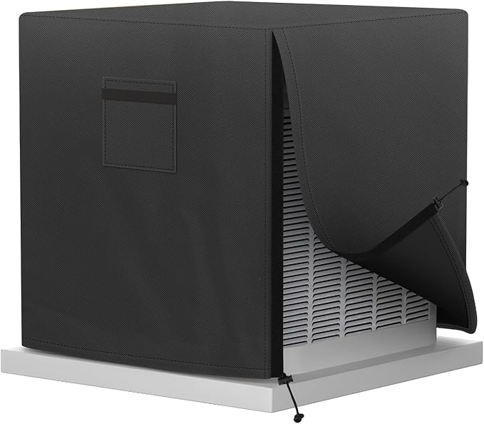 Central Air Conditioner Cover for Outside Units, AC Covers for Outside,Waterproof & Windproof Outdoor AC Units Cover, Black (24''x24''x30'')