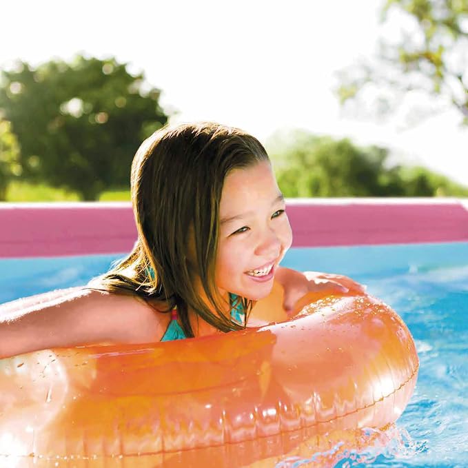 Intex 2.44m x 76cm Pink Metal Frame Pool, Set-up Size: 2.44m x 76cm (28290NP)