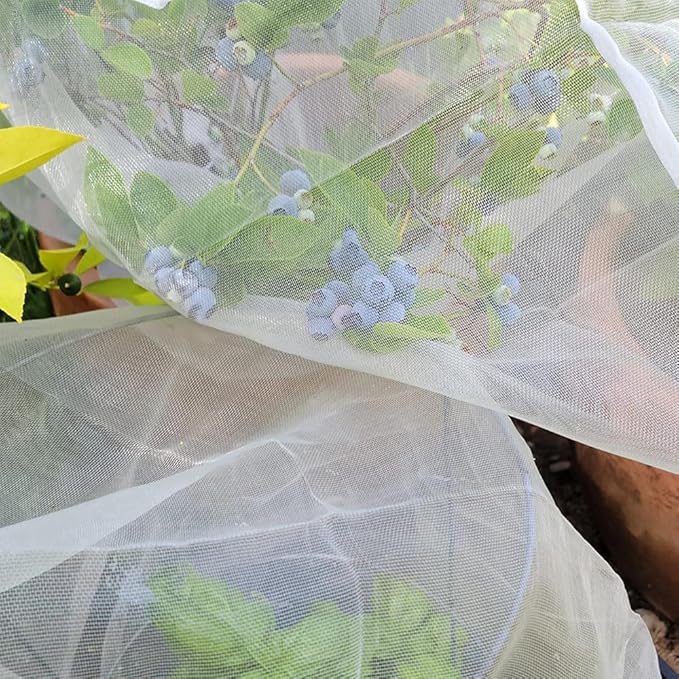 Garden Netting for Bird, Insect and Bug Cover 10x10FT | Multiple Size White Mesh Fabric Mosquito Net for Fruit & Vegetable Protection | Agricultural Strawberry, BlackBerry & Berry Plant Barrier