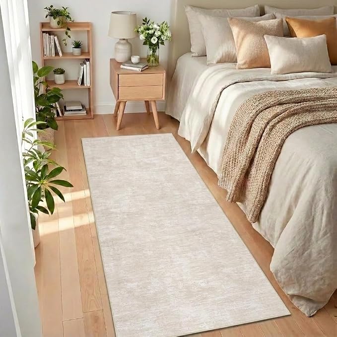 Garvee 2x6 Solid Color Runner Rugs for Entryway Modern Kitchen Rugs, Beige | Washable Non Slip Stain Resistant Ultra Soft Contemporary Non Shedding Low Pile Rug for Bedroom Bathroom Hallway