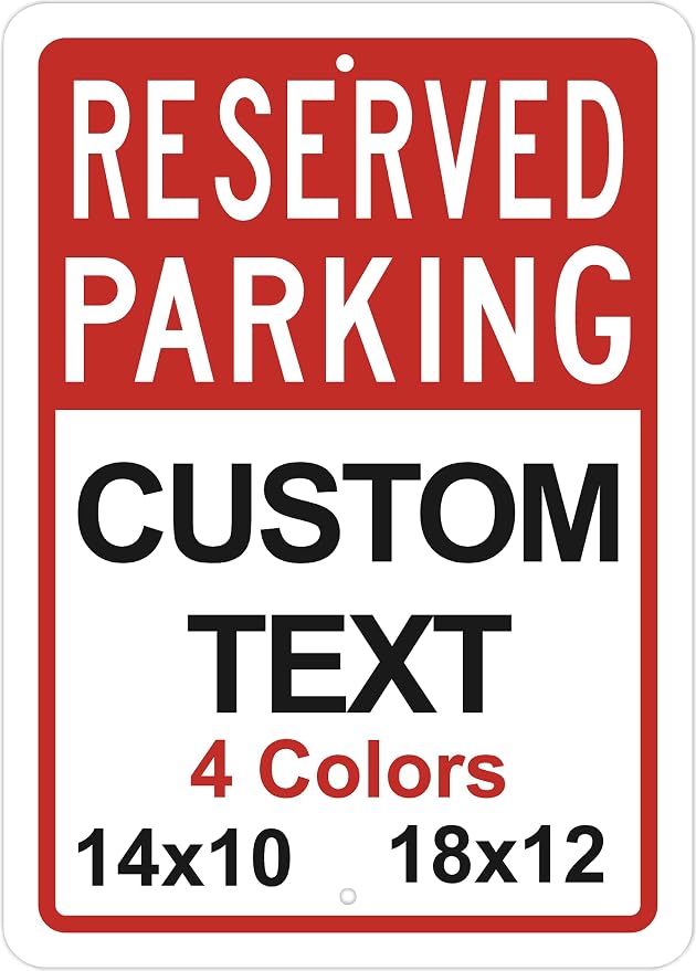 Custom Reserved Parking Sign – Personalized Vertical Aluminum Parking Sign for Business & Office – Outdoor UV Printed Metal, Rust-Free, Post Mount Holes, 10 x 14 Inch