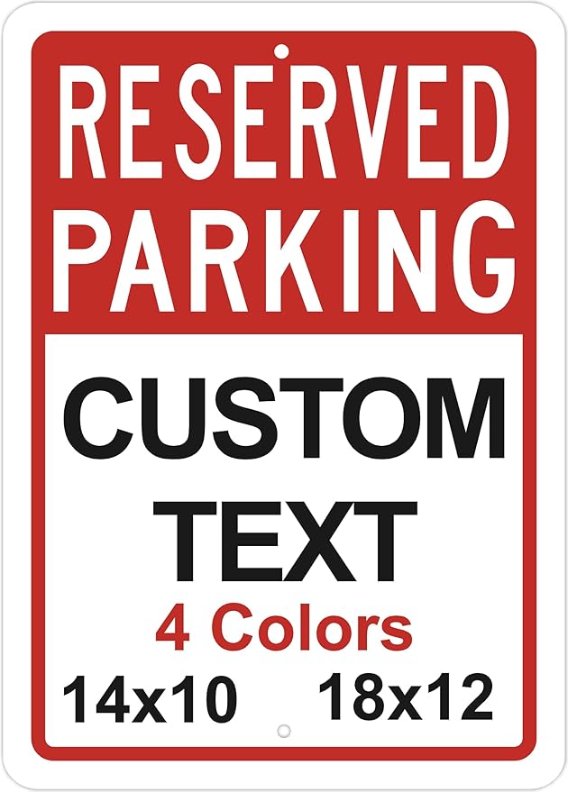 Custom Reserved Parking Sign – Personalized Vertical Aluminum Parking Sign for Business & Office – Outdoor UV Printed Metal, Rust-Free, Post Mount Holes, 18 x 12 inches