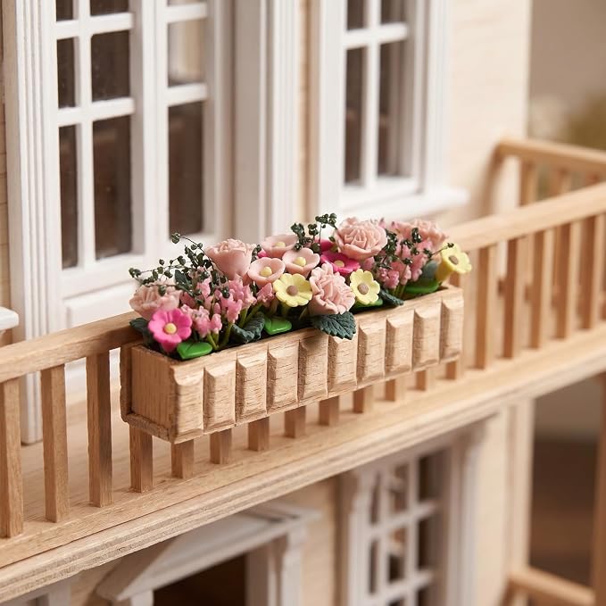 GANAZONO 2pcs Miniature Flower Bed Dollhouse Garden Planter Bed Mini Window Box Micro Landscape Decoration Fairy Garden Dollhouse Accessories