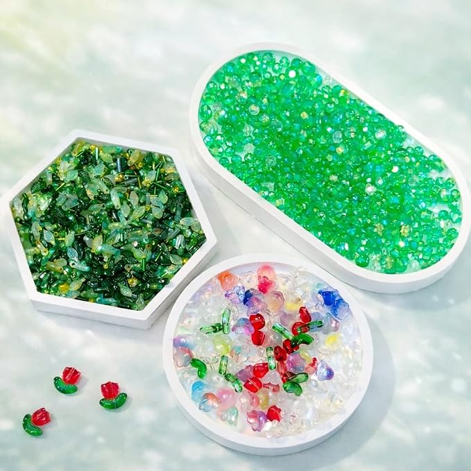 TIMECOSY 6384pcs Beaded Plants Kit Magnets for Fridge, Green Beads Leaf Glass Flowers for Succulent Plant Lover Jewelry Making DIY Craft Gifts Colorful Dangling Charms Sun Catchers Window Home Décor