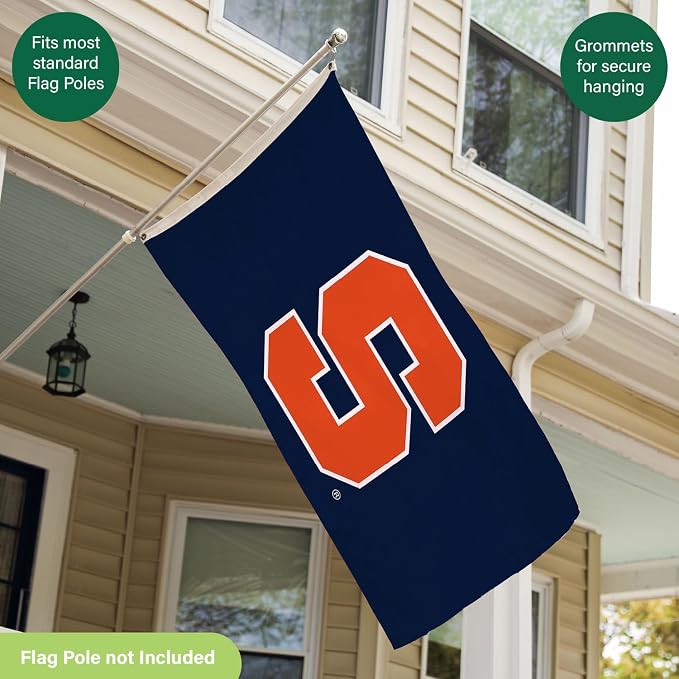 NCAA Syracuse University Flag with Grommets, 3'x5' Syracuse Orange Outdoor College Flags & Banners for Garden Patio Indoor Wall Décor