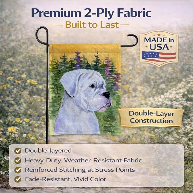 Caroline's Treasures SS8198GF Boxer Garden Flag Mailbox Flag Decorative Yard Flag Banner Outside Patio Artwork Yard Flower Beds, Garden Size, Multicolor