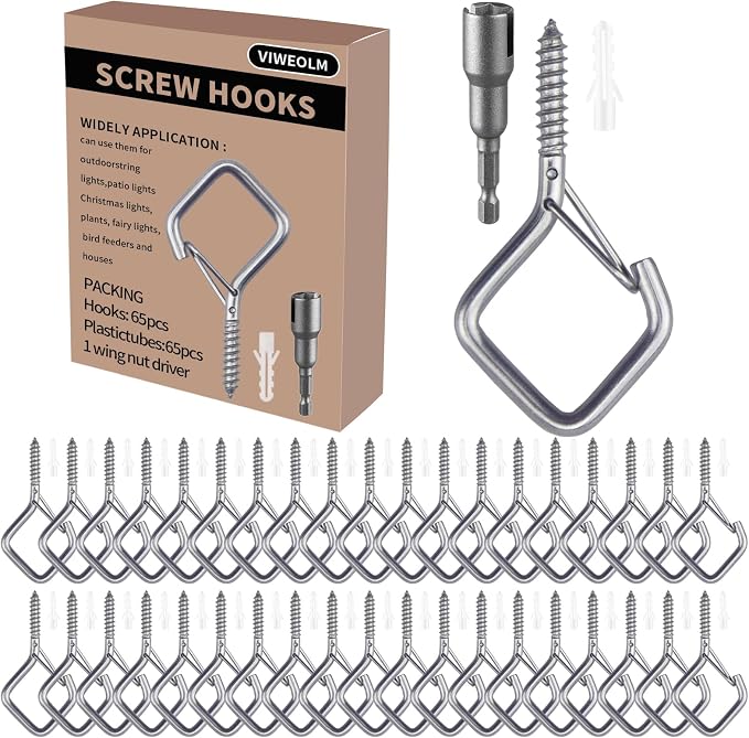 100 PCS 304 Stainless Steel Eye Screw Hooks for Hanging Heavy Duty.Ceiling Hooks for Hanging Plants,Cup,Wind Chime,Bird Feeders, String Lights at Indoor&Outdoor