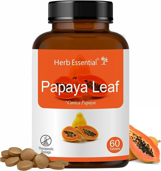 Herb Essential Papaya Enzyme Tablets 500mg (60 Count), Vegetarian, Non-GMO, Gluten-Free Formula with Tropical Flavor, Natural Enzyme Supplement