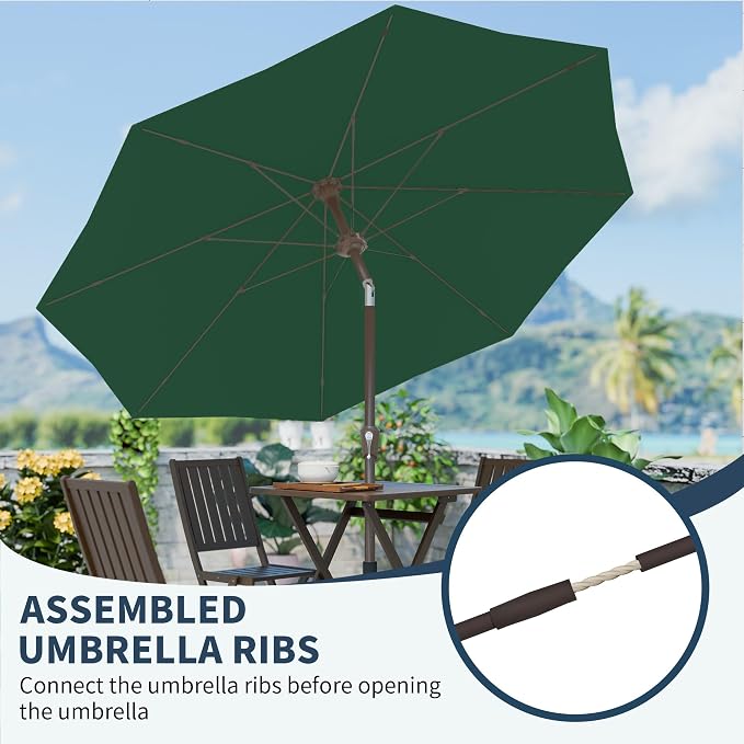 PatioKingdom 11FT Patio Umbrella,Outdoor Umbrella with Push Button Tilt and Crank,Market Table Umbrella with 8 Sturdy Fiberglass Ribs UV Protection