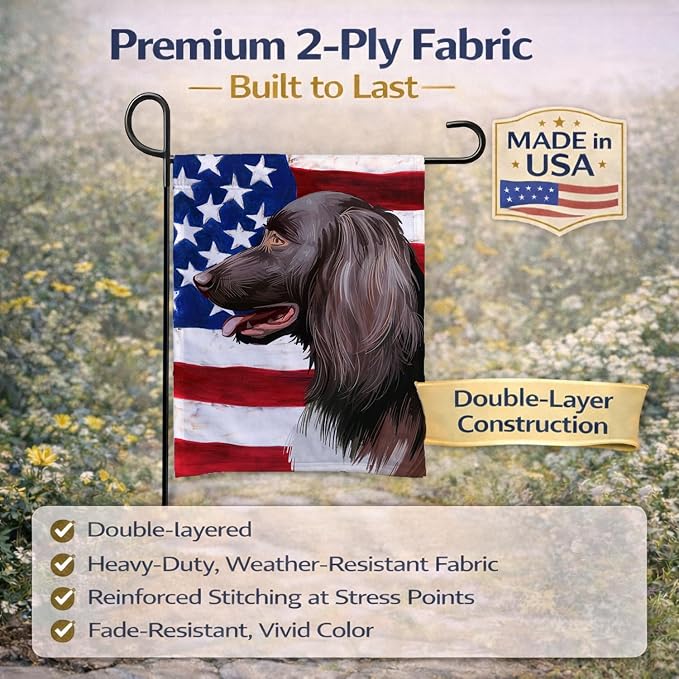 Caroline's Treasures CK6624GF Small Munsterlander Dog American Flag Garden Flag Mailbox Flag Decorative Yard Flag Banner Outside Patio Artwork Yard Flower Beds, Garden Size, Multicolor