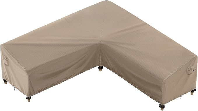 iBirdie Outdoor Sectional Cover fit 105" x 105", 104" x 104", 103" x 103" L-Shaped Patio Sofa, Waterproof Weatherproof 600D Heavy Duty Garden Furniture Cover for Outside L Shape Couch, Brown