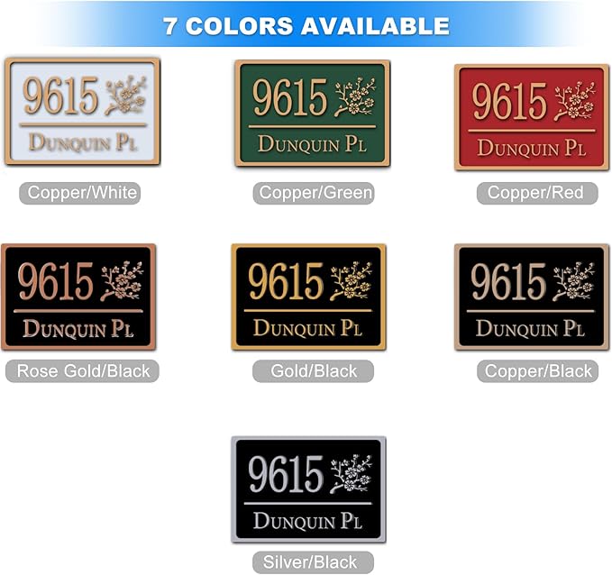 Custom House Address Sign, House Number Plaque Sign for Lawn,Yard,Ground,Driveway,Garden with 2 Stakes,Style 6