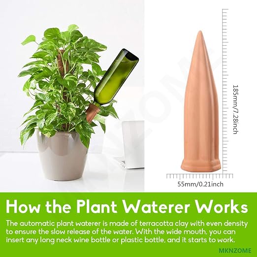 Terracotta Watering Spikes, 8 Pack Plant Watering Devices Self Watering Spikes Vacation Clay Watering Stakes Garden Plant Watering Globes for Indoor & Outdoor Plants