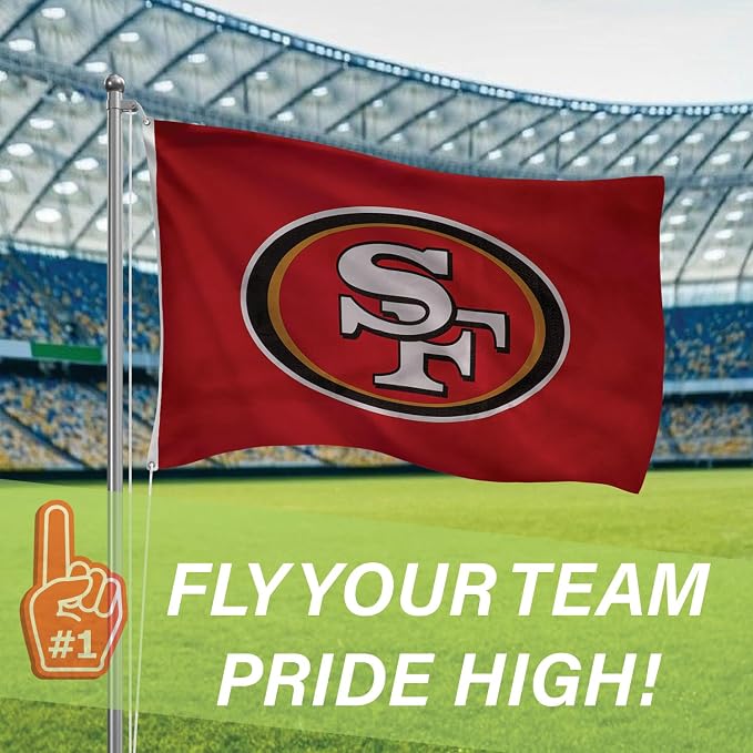 Team Sports America NFL San Francisco 49ers 3 x 5 Outdoor Durable Flag with Grommets | Heavy Duty Flag & Banner for Outdoor Garden Patio | Indoor Wall Decor | Works with Flag Poles for House