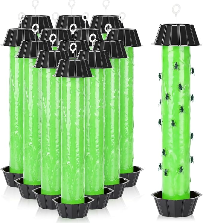 12 Pcs Fly Traps for Indoor Outdoor Hanging Fruit Fly Stick Trap Sticky Mosquito for Home Insect 10 x 2.5 Inches (Classic,Green and Black)