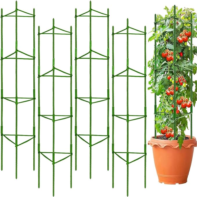63Inch Tomato Cage for Garden Plant Support, 4Pack Adjustable Tall Tomato Cages Garden Stakes, Tomato Trellis for Pots, Tomato Cage Plant Trellis for Raised Garden Bed Climbing Plants Flowers