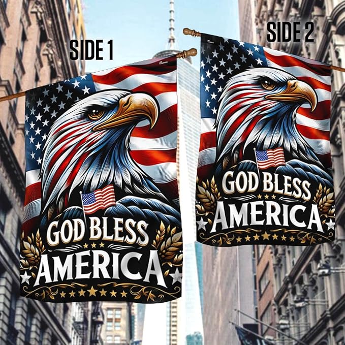 FLAGWIX American Flag - Patriotic Eagle God Bless America Flag MLN2548F, House Flag (29.5" x 39.5") - USA Flags Premium Polyester - Decorative Indoor Outdoor Flag
