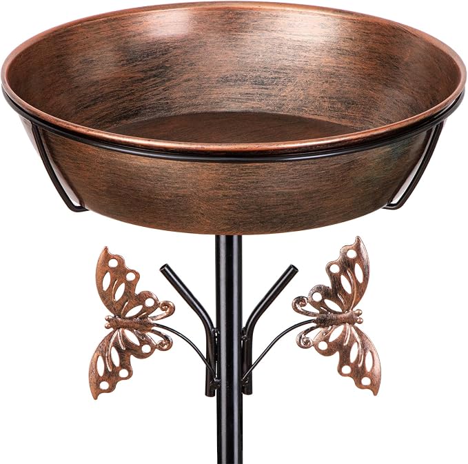 40In Metal Bird Bath for Outdoors,Removable 3" Deep 13" Dia Bowl Heavy-Duty Base,Standing Birdbath Feeder Rust-Proof Birdbaths for Garden Yard Patio Lawn Decor