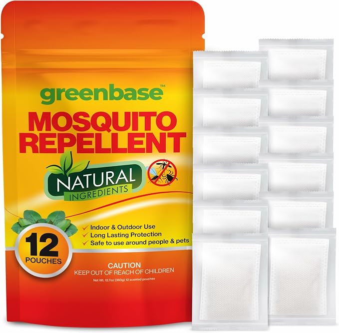 Travel Mosquito Repellent Pouches 12 Pack – Natural Indoor & Outdoor Mosquito Repellent for Home, Patio, Yard & Camping | Long-Lasting Mosquito Repellent Bags – Safe for Kids & Pets