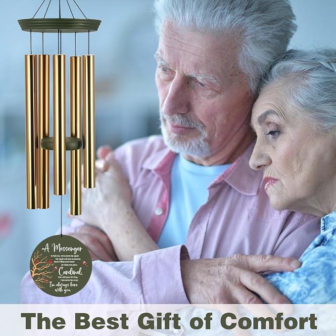 ASTARIN Cardinal Memorial Wind Chimes, 36" Personalized Name Sympathy Wind Chime, Windchimes in Memory of Loved One, Bereavement Condolence Gift for Loss Mom Dad Sister Son(Produced in Texas)