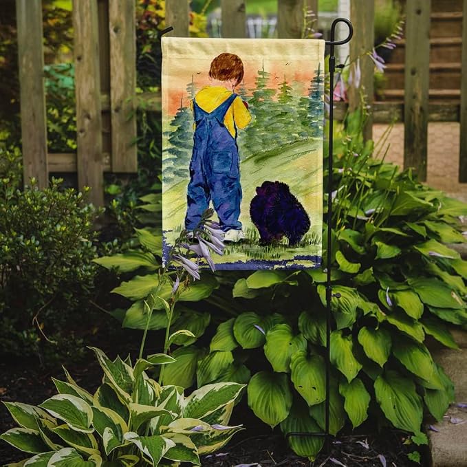Caroline's Treasures SS8544GF Little Boy with his Pomeranian Garden Flag Mailbox Flag Decorative Yard Flag Banner Outside Patio Artwork Yard Flower Beds, Garden Size, Multicolor